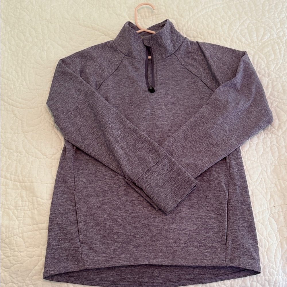 SALE Zella Girl Heathered Purple Zip-Up Top, pockets, size M 8-10